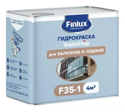 Finlux VodoStop F-35-1 Многофункциональная полимерная гидроизоляционная краска 5-го поколения для надежной защиты балконов и лоджий