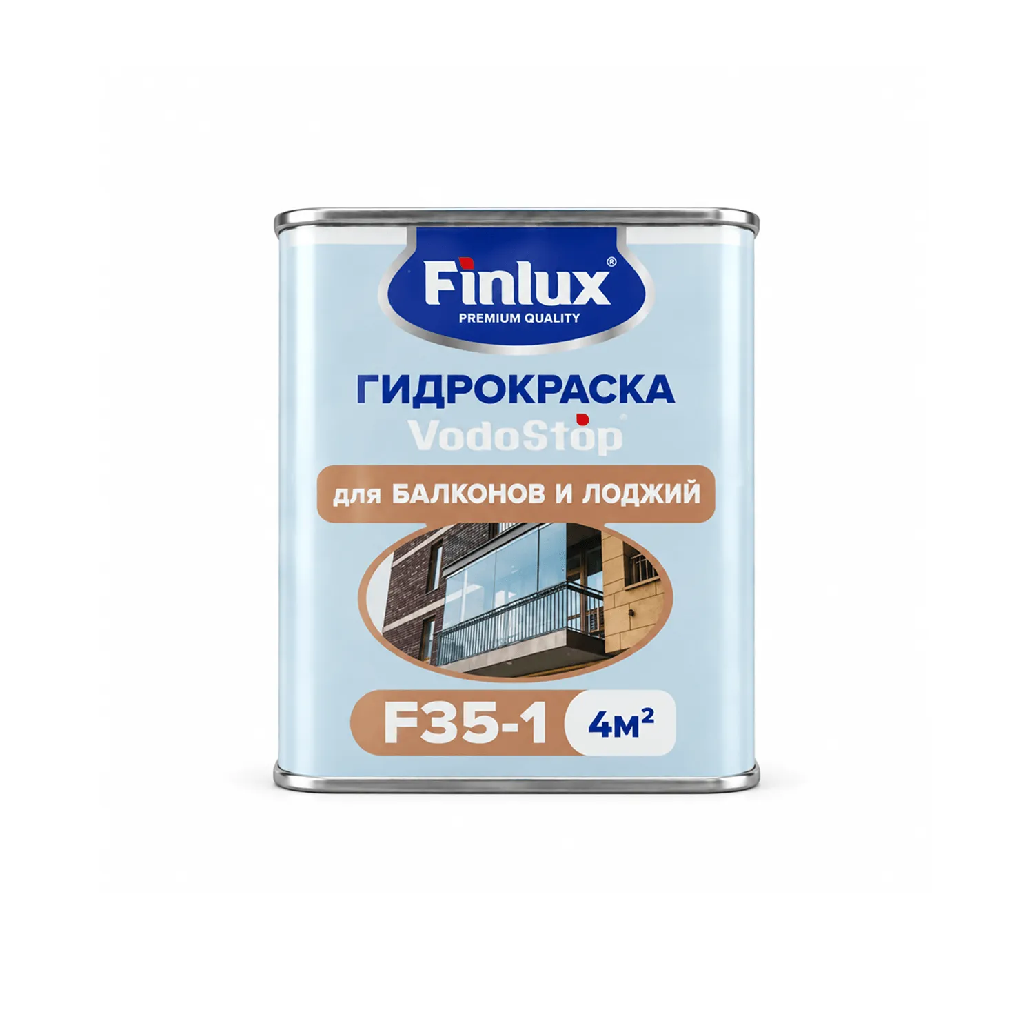 Finlux VodoStop F-35-1 Многофункциональная полимерная гидроизоляционная краска 5-го поколения для надежной защиты балконов и лоджий 4 кв.м. Бесцветная