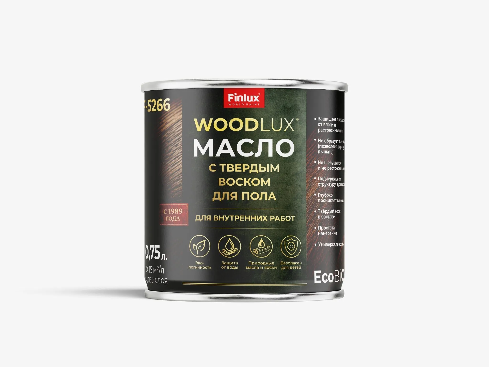 Масло с твердым воском для полов Finlux EcoBiOil F-5266